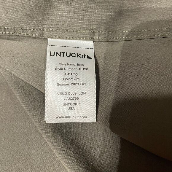 Untuckit Olive Green Button Down Bella Shirt, size 8 - Picture 4 of 11